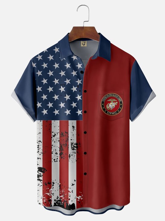 Moisture-wicking U.S. Marine Corps Chest Pocket Hawaiian Shirt