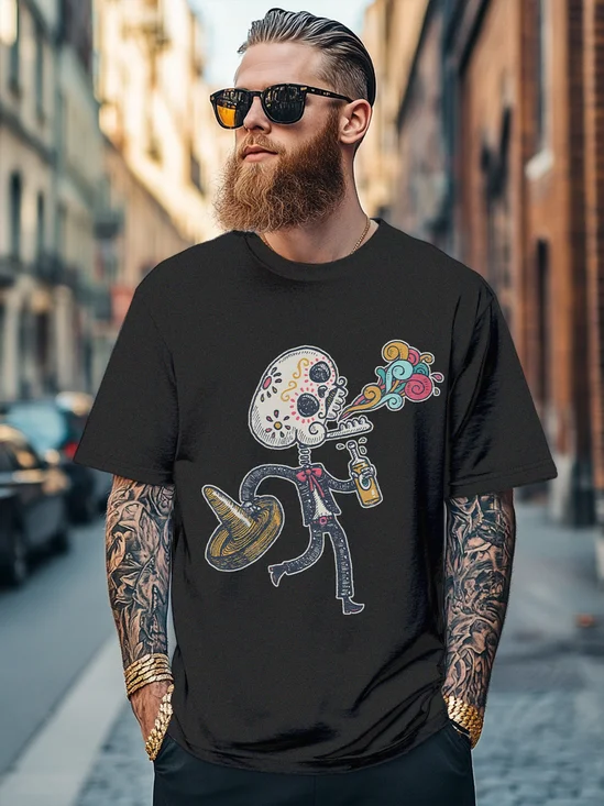 Hardaddy x Walmazan Men's Fun Mexican Art Skull Fitted T-shirts