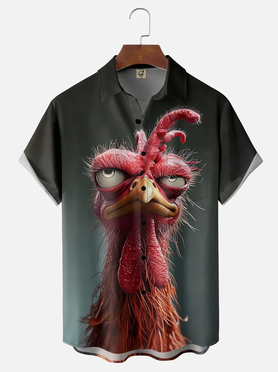 Moisture-wicking Rooster Chest Pocket Casual Shirt