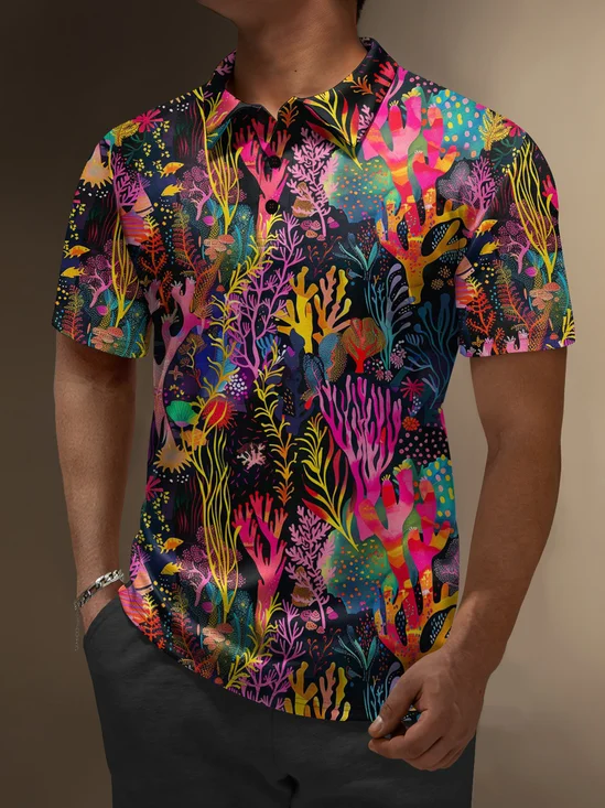 Moisture Wicking Gradient Coral Short Sleeve Golf Polo