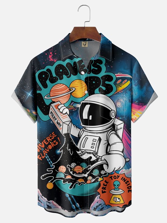 Hardaddy X Coffee Man Moisture Wicking Astronaut Chest Pocket Hawaiian Shirt