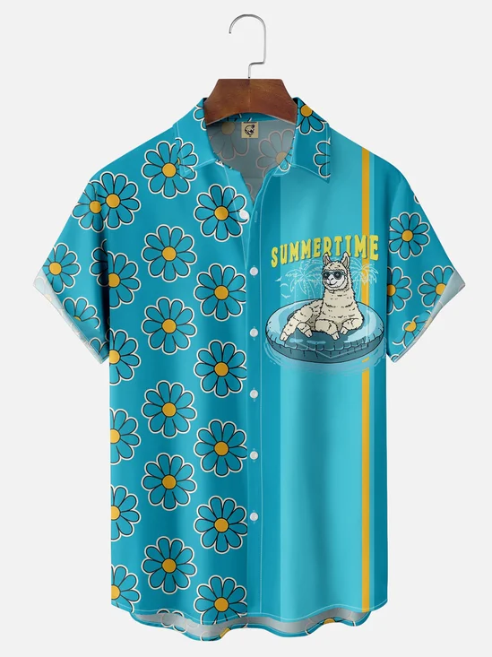 Hardaddy X Kimprut Imut Moisture Wicking Floral Alpaca Chest Pocket Hawaiian Shirt