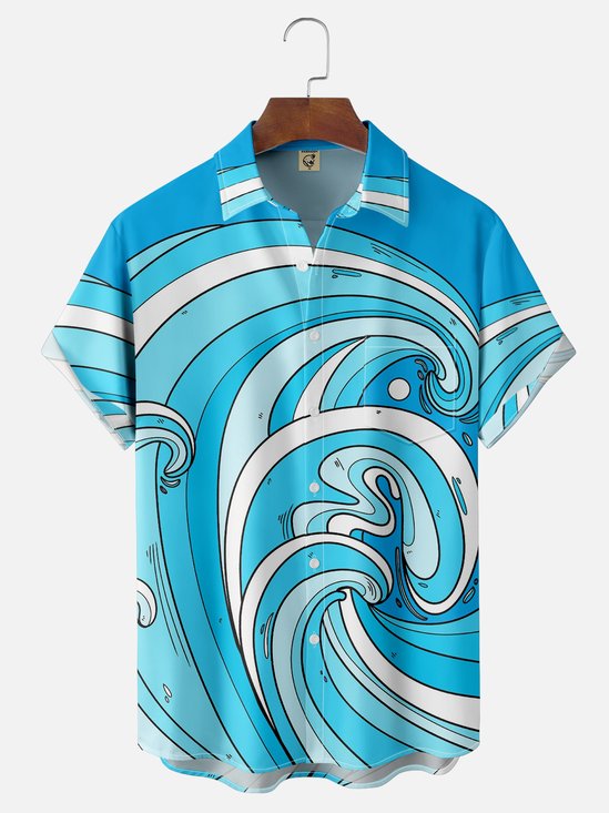 Hardaddy X Artist Stephen Wade Moisture-wicking Art Wave Chest Pocket Hawaiian Shirt