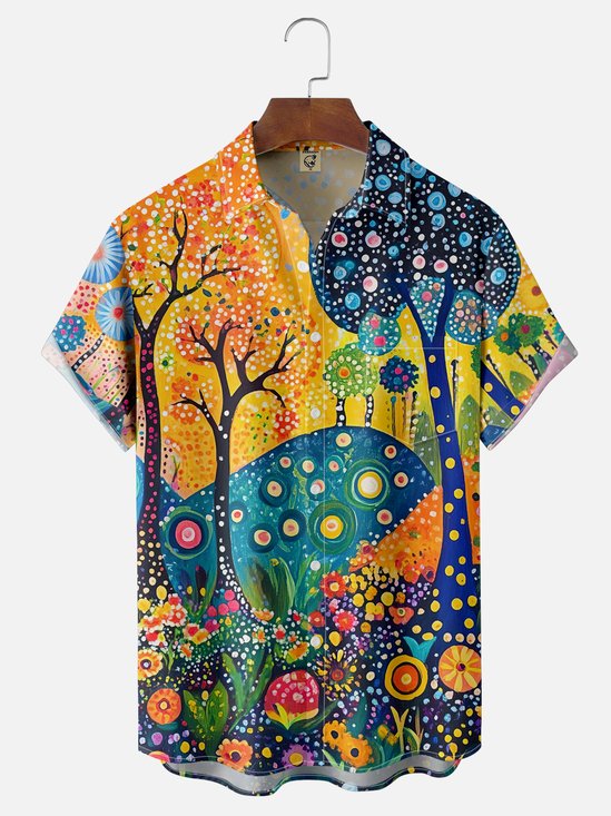 Hardaddy X Artist Kathleen Shimmield Moisture-wicking Landscape Forest Chest Pocket Hawaiian Shirt