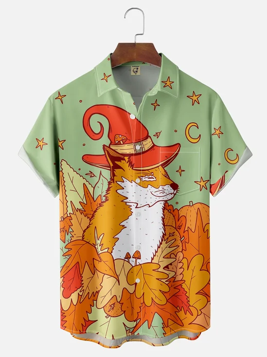 Hardaddy X Artist Stephen Wade Moisture-wicking Magic Fox Chest Pocket Hawaiian Shirt