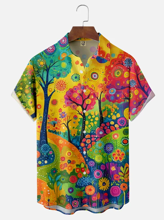 Hardaddy X Kathleen Shimmield Moisture-wicking Landscape Forest Chest Pocket Hawaiian Shirt
