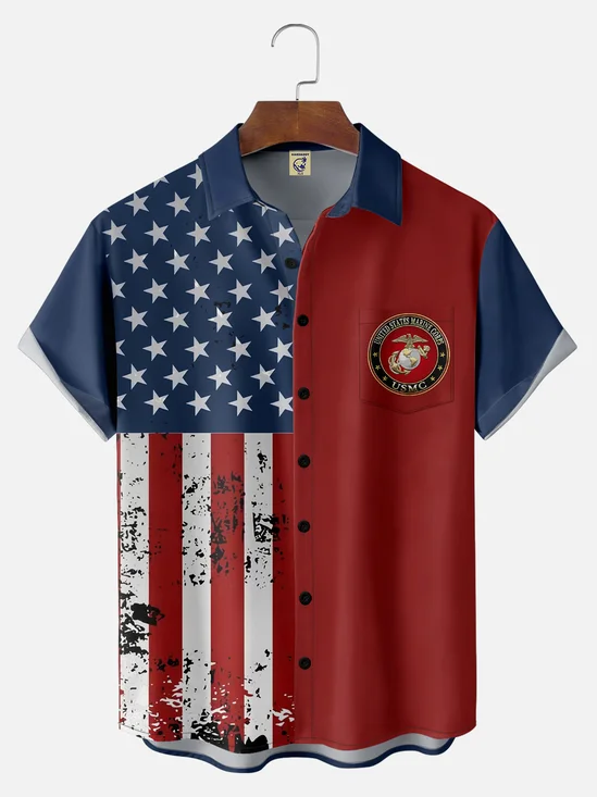 Big Size Moisture-wicking U.S. Marine Corps Chest Pocket Casual Shirt