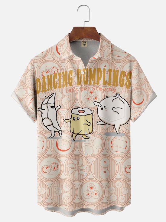 Hardaddy X Kimprut Imut Moisture Wicking Shaomai Dumpling Chest Pocket Hawaiian Shirt