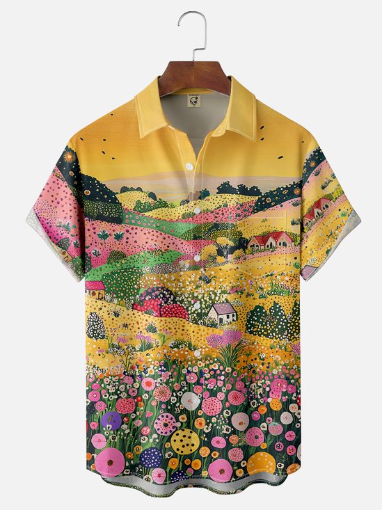 Hardaddy X Artist Kathleen Shimmield Moisture-wicking Landscape Forest Chest Pocket Hawaiian Shirt