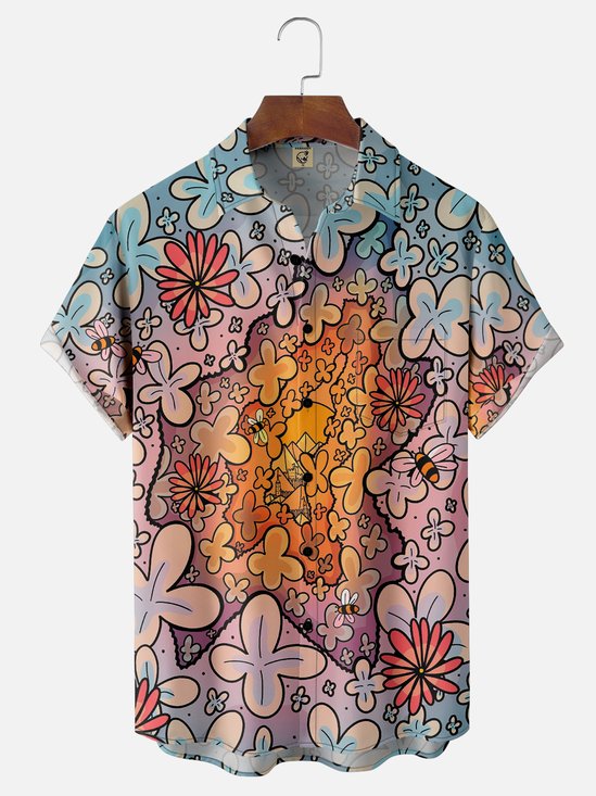 Hardaddy X Artist Stephen Wade Moisture-wicking Floral Chest Pocket Hawaiian Shirt