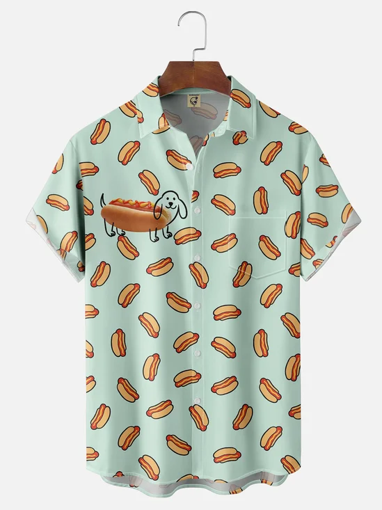 Hardaddy X Artist Coffee Man Moisture-wicking Hot Dog Chest Pocket Hawaiian Shirt