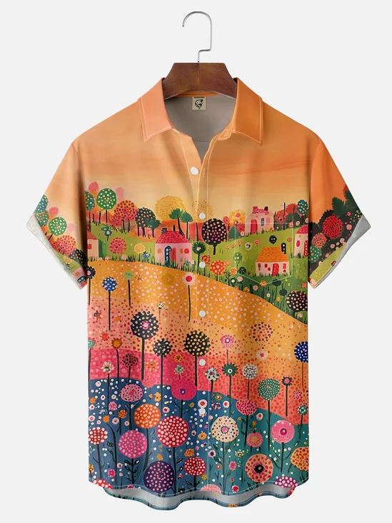 Hardaddy X Artist Kathleen Shimmield Moisture-wicking Landscape Forest Chest Pocket Hawaiian Shirt