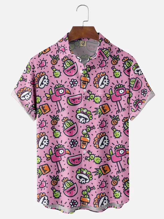 Hardaddy X Artist Walmazan Moisture-wicking Mexican Skull Chest Pocket Hawaiian Shirt
