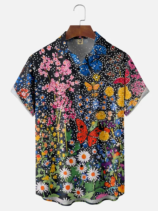 Hardaddy X Artist Kathleen Shimmield Moisture-wicking Landscape Floral Daisy Chest Pocket Hawaiian Shirt