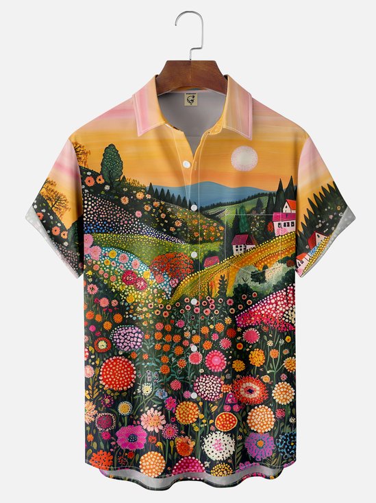 Hardaddy X Artist Kathleen Shimmield Moisture-wicking Landscape Forest Chest Pocket Hawaiian Shirt