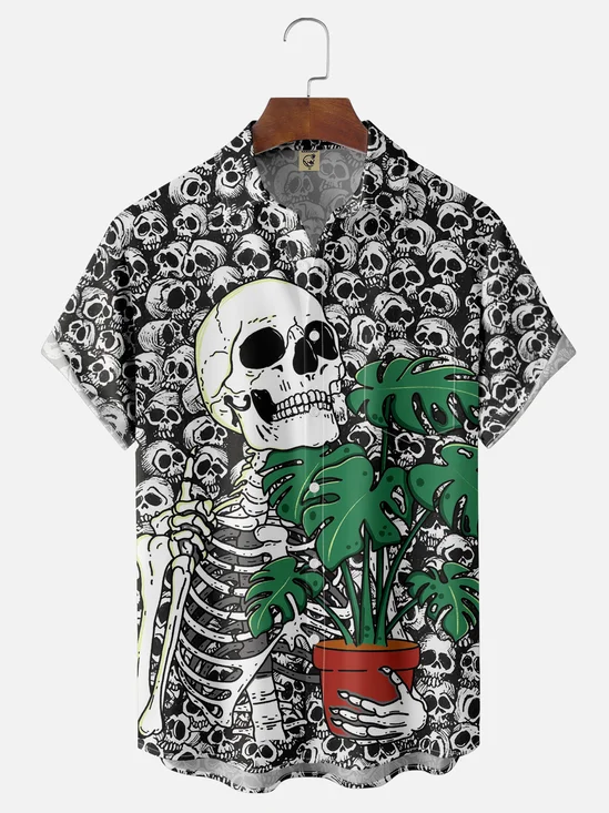 Hardaddy X Kimprut Imut Moisture Wicking Skull Hemp Chest Pocket Hawaiian Shirt