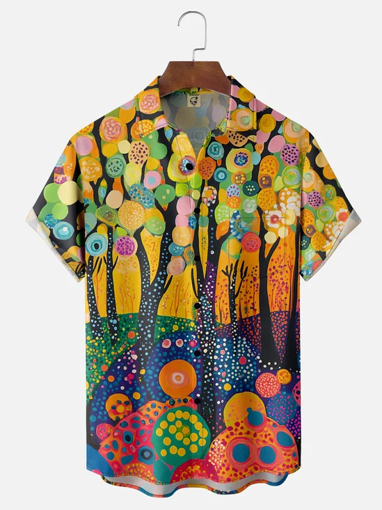 Hardaddy X Artist Kathleen Shimmield Moisture-wicking Landscape Forest Chest Pocket Hawaiian Shirt