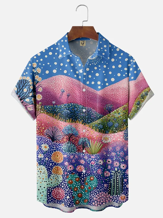 Hardaddy X Kathleen Shimmield Moisture Wicking Abstract Botanical Floral Chest Pocket Hawaiian Shirt