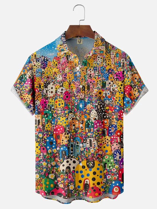 Hardaddy X Kathleen Shimmield Moisture Wicking Abstract Print Chest Pocket Hawaiian Shirt