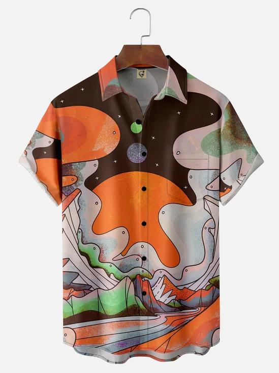 Hardaddy X Artist Stephen Wade Moisture-wicking Landscape Chest Pocket Hawaiian Shirt