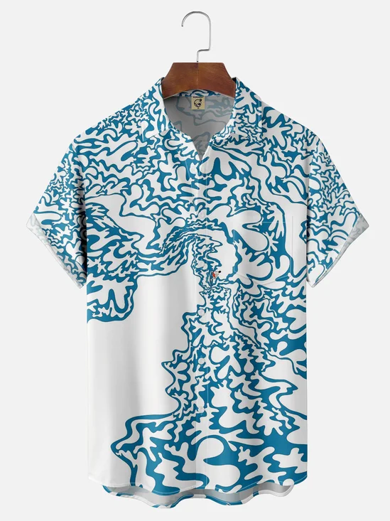 Hardaddy X Artist Stephen Wade Moisture-wicking Surfing Chest Pocket Hawaiian Shirt