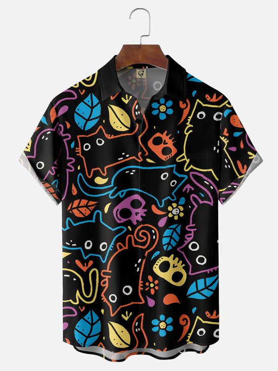 Hardaddy X Artist Walmazan Moisture-wicking Cat Chest Pocket Hawaiian Shirt
