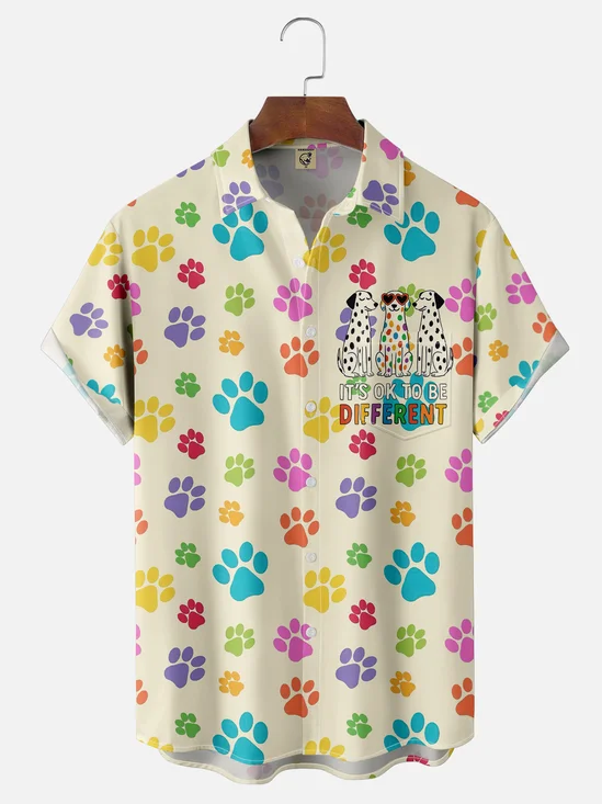 Hardaddy X Artist Coffee Man Moisture-wicking Dalmatian Dog Chest Pocket Hawaiian Shirt