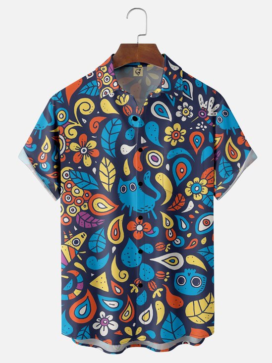 Hardaddy X Artist Walmazan Moisture-wicking Cat Chest Pocket Hawaiian Shirt