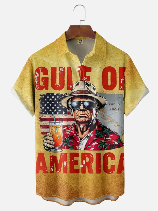 Moisture Wicking Trump American Bay Chest Pocket Hawaiian Shirt