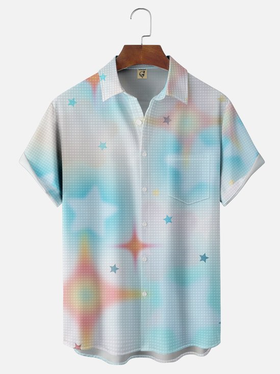 Moisture-wicking Young Fun Fantasy Star Art Chest Pocket Casual Shirt