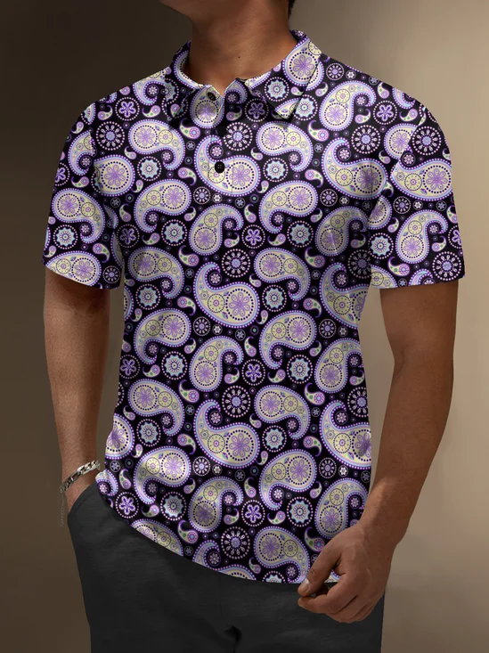 Moisture Wicking Paisley Short Sleeve Golf Polo