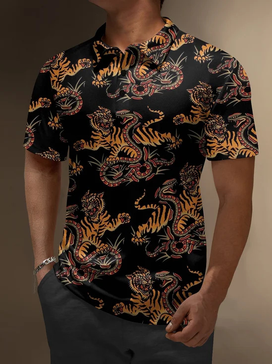 Moisture Wicking Tiger Snake Short Sleeve Golf Polo