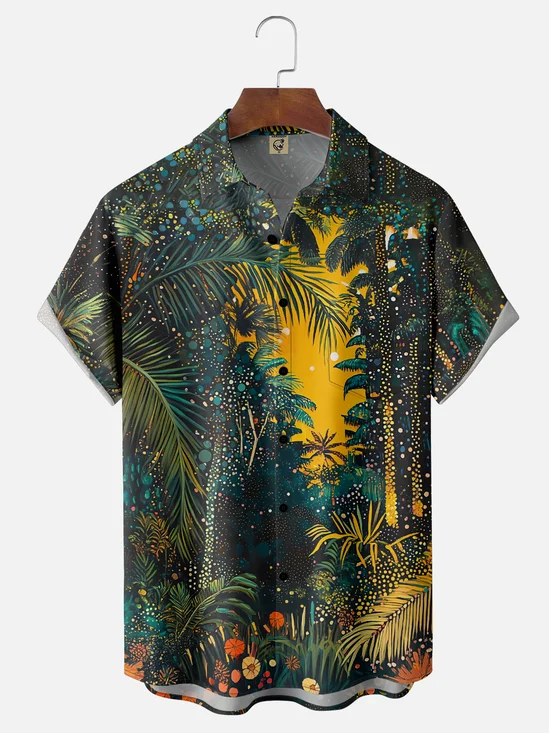 Hardaddy x Kathleen Shimmield Moisture-wicking Artistic Fantasy Rainforest Chest Pocket Hawaiian Shirt