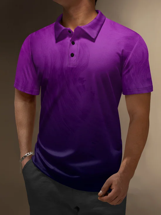 Moisture Wicking Gradient Color Abstract Stripes Short Sleeve Golf Polo