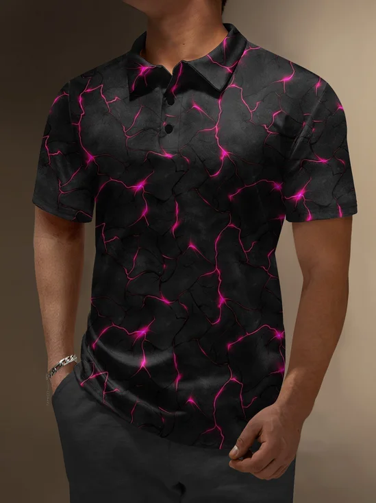 Moisture Wicking 3D Gradient Color Abstract Geometric Short Sleeve Golf Polo