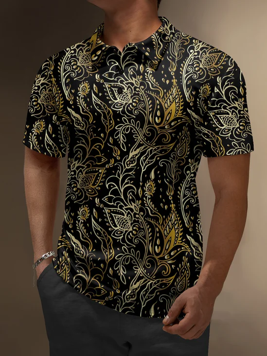 Moisture Wicking Gradient Paisley Short Sleeve Golf Polo