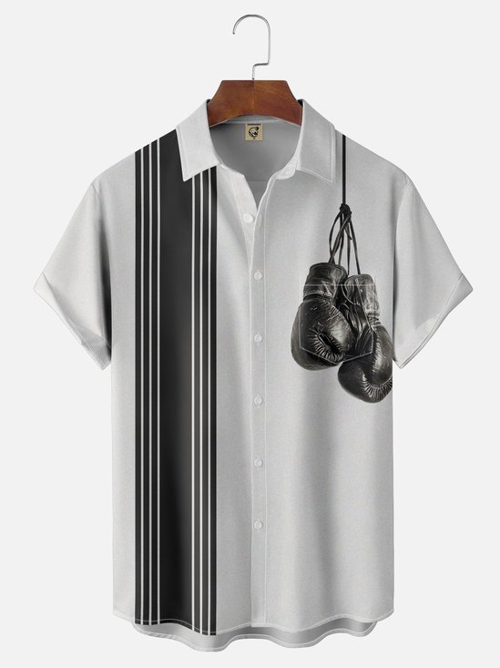 Moisture-wicking Boxing Glove Art Chest Pocket Bowling Shirt