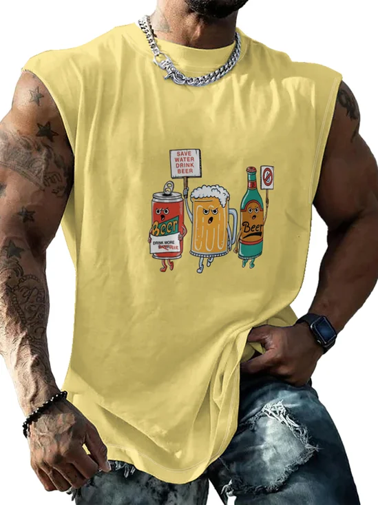 Hardaddy X Artist Coffee Man Mens Crewneck Tank Tops Beer Beach Sleeveless Shirt