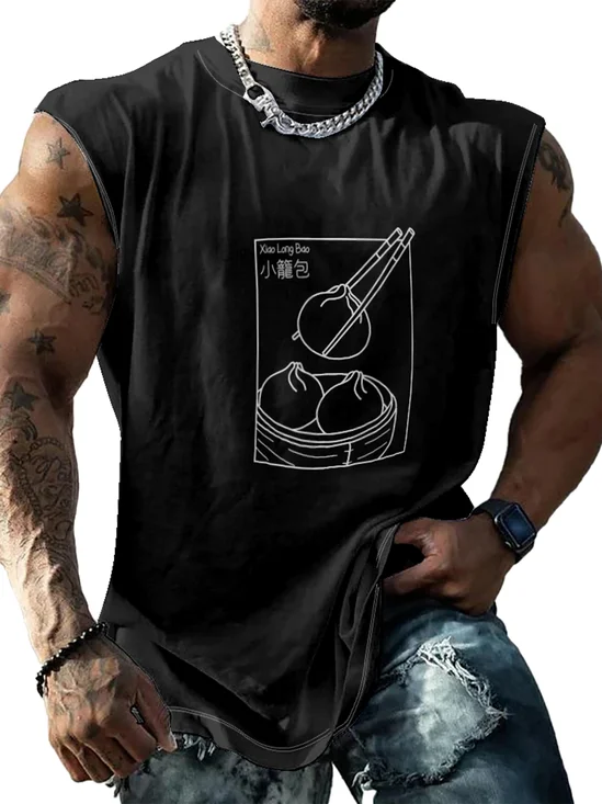 Hardaddy X Artist Kimprut Imut Mens Crewneck Tank Tops Xiao Long Bao Bun Beach Sleeveless Shirt