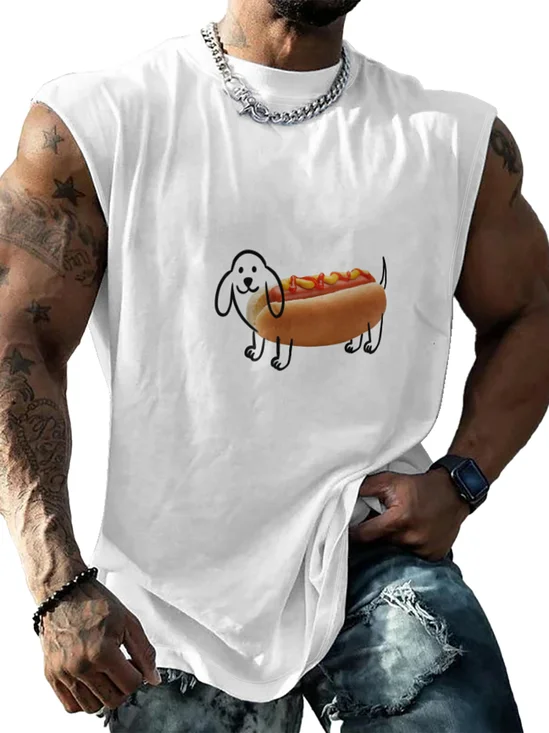 Hardaddy X Artist Coffee Man Mens Crewneck Tank Tops Hot Dog Beach Sleeveless Shirt