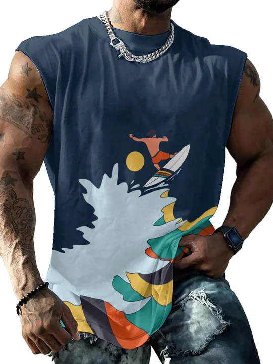 Hardaddy X Artist Stephen Wade Mens Crewneck Tank Tops Surfing Beach Sleeveless Shirt