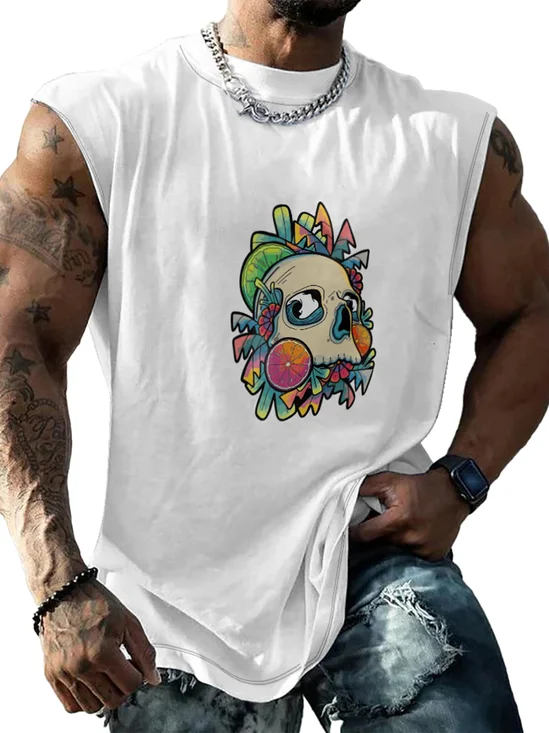 Hardaddy X Artist Stephen Wade Mens Crewneck Tank Tops Skull Beach Sleeveless Shirt