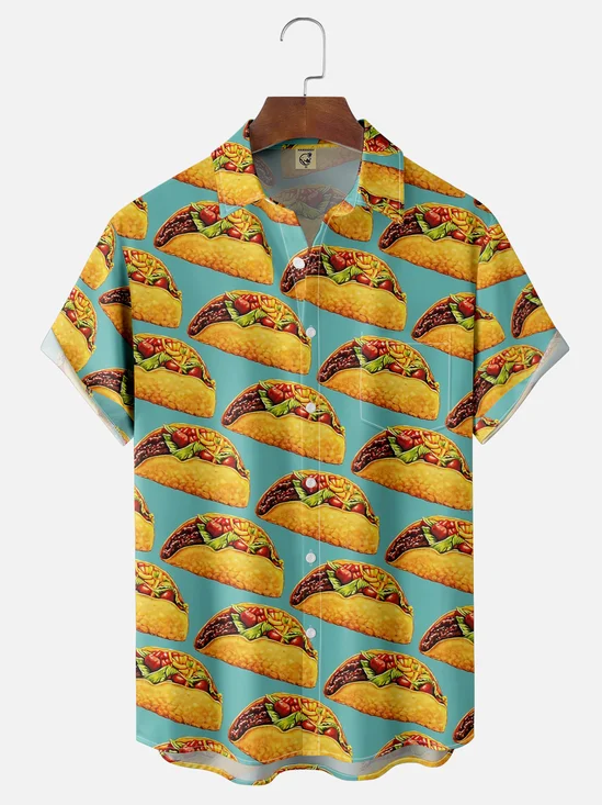Moisture Wicking Taco Chest Pocket Hawaiian Shirt