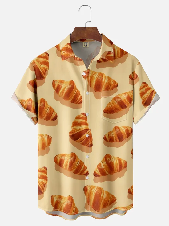 Moisture Wicking Croissant Chest Pocket Hawaiian Shirt