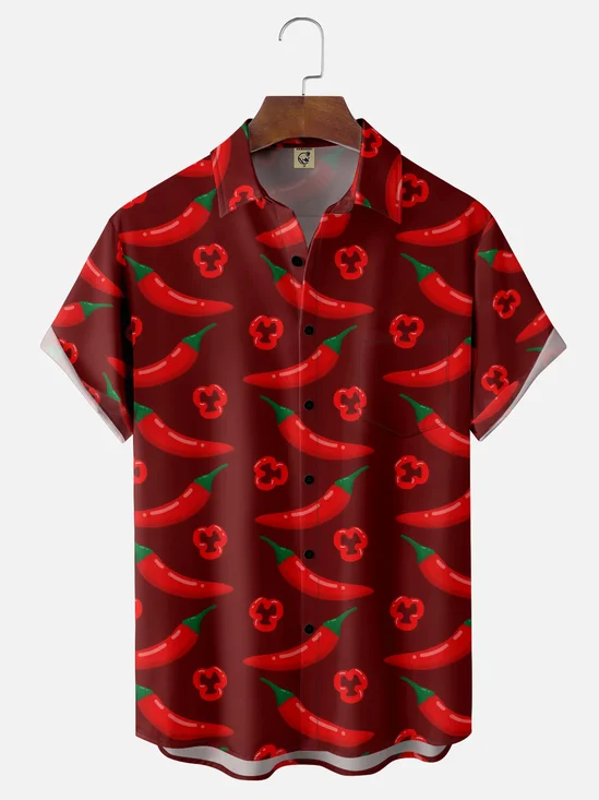 Moisture Wicking Chili Festival Chest Pocket Hawaiian Shirt