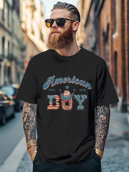 Men's American Fun Print Fitted T-shirts