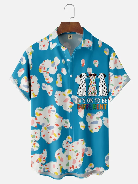 Moisture Wicking Dalmatian Chest Pocket Hawaiian Shirt