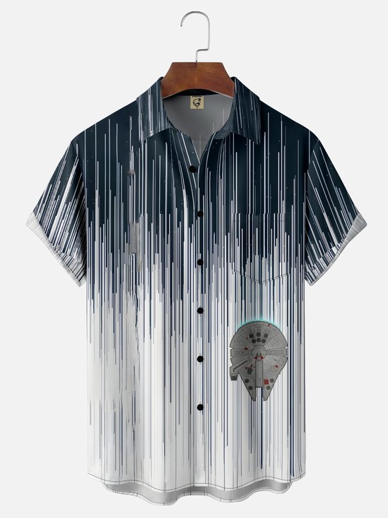Moisture Wicking Star Chest Pocket Hawaiian Shirt