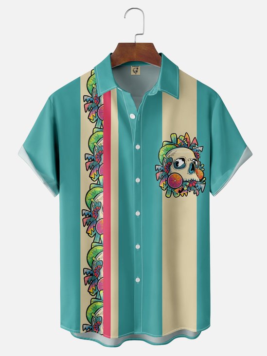 Hardaddy x Stephen Wade Moisture Wicking Fruit Skull Chest Pocket Hawaiian Shirt