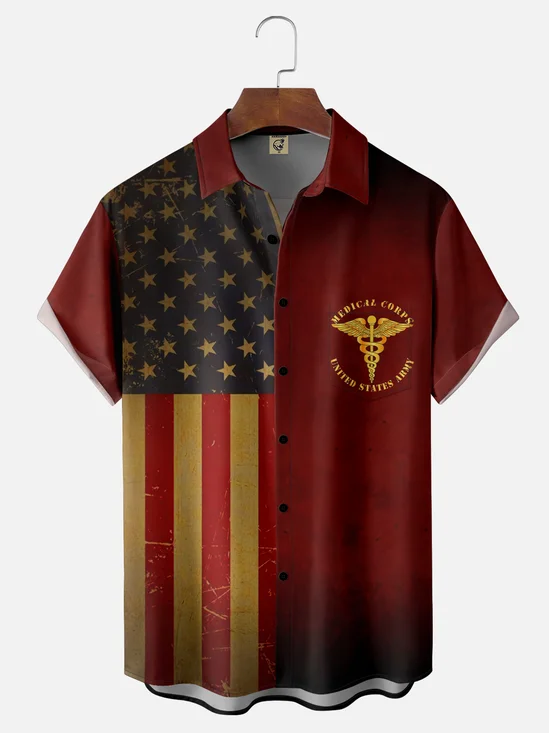 Moisture-Wicking US Medical Corps Chest Pocket Hawaiian Shirt